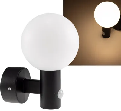 Zdjęcie produktu dla Lampa ścienna LED LAMU z czujnikiem PIR IP65 15W czarna 3000k / ciepła biel