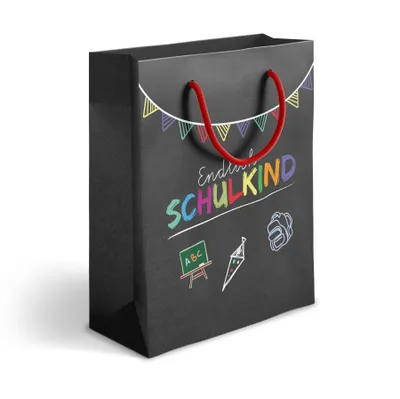 Produktbild von itenga Papiertragetasche mit Kordel Endlich Schulkind Geschenktüte zum Schulanfang