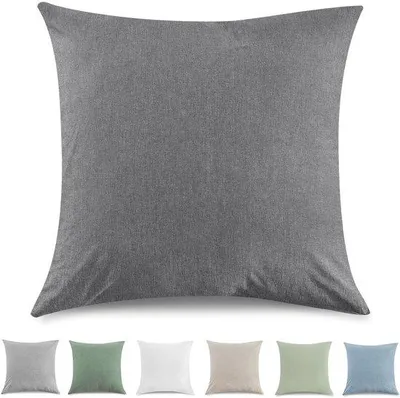 Obrázek produktu pro Ibenzoa® Sada 2 povlaků na polštáře, 45 x 45 cm – tmavě šedá barva, 100% prémiová bavlna, vzhled lnu, se zipem, měkké a prodyšné, OEKO-TEX®