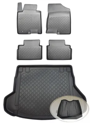 Produktbild von SET Kofferraumwanne Gummifußmatten für Kia Cee'd SW Ceed SW 2 JD Sporty Wagon Kombi 5-türer 2012- auch für Modelle mit Schienensystem geeignet