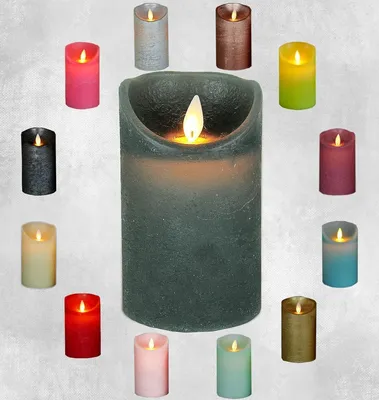 Produktbild von LED Echtwachskerze realistische Kerze viele Farben mit Timer flackender Docht Wachskerze Kerzen Batterie, Farbe:Dunkelgrau, Größe:10 cm