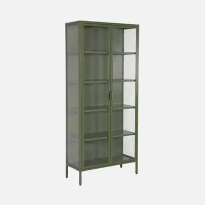 Produktbild von sweeek - Schrank aus Stahl und gehärtetem Glas, 2 Türen, 180 cm - Grün
