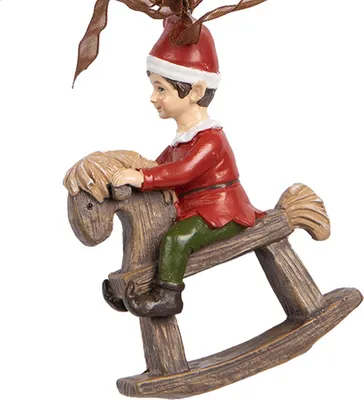 Immagine prodotto di Targhetta natalizia Clayre & Eef bambino 7x3x9 cm plastica rossa