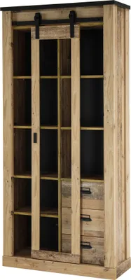 Produktbild von Vitrine SHELTON-61 in Old Style hell Nb. mit anthrazit, B/H/T: ca. 93/201/38 cm