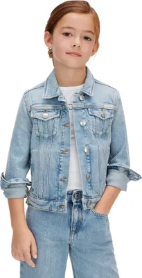 Produktbild von Calvin Klein Mädchen Jeansjacke Denim Trucker Dante Wash mit Brusttaschen, Blau