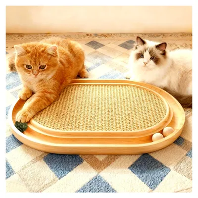 Produktbild von Sisal Kratzbrett für Katzen, 2 in 1 Katzenspielzeug, Widerstandsfähiges Katzenkratzbrett mit natürlichem Sisalpad und Katzenminzekugeln, Interaktives Katzenspielzeug für Katzen