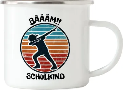 Produktbild von Bääm! Schulkind Emaille Tasse Einschulung Geschenk Schulanfang Schule