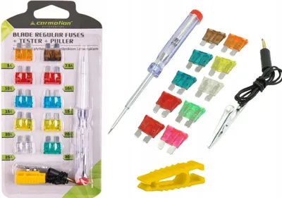 Image de Fusibles plats UNI, 10 pcs + testeur de tension 6-24V + pince