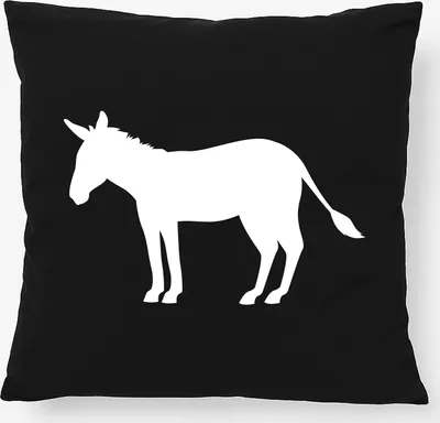 Produktbild von Huuraa Kissen Esel Silhouette 40x40cm mit Füllung Black Baumwolle Dekokissen Geschenkidee
