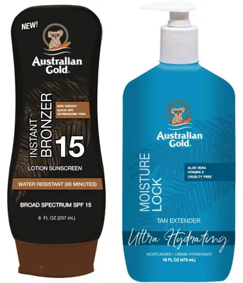 Produktbild von Australian Gold balsam mit Bronzer SPF15 + Feuchtigkeitsschloss 473 ml