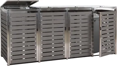 Obrázok produktu pre 4 veka na odpadky HWC-K14, box na odpadky, 120x264x85cm WPC nerezová oceľ 128kg ~ antracit