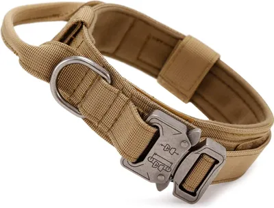 Produktbild von Tactical Hundehalsband Mit Griff 1 Stück, Verstellbares Militär-Nylon-Halsband Mit Metallschnalle, Gepolstert Für Mittelgroße Hunde