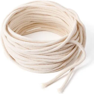 Imagen del producto de 32,8 pies de algodón para mechas de lámparas de aceite, mechas redondas de 4 mm para velas y velas artesanales, aptas para lámparas de queroseno y alcohol