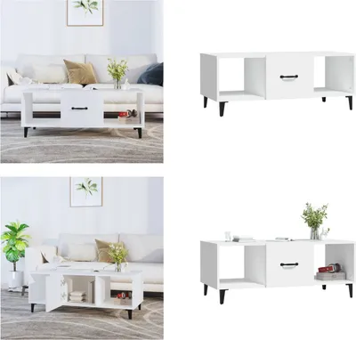 Obrázok produktu pre vidaXL Konferenčný stolík biely 102x50x40 cm materiál na báze dreva - Konferenčný stolík - Konferenčné stolíky - Príručný stolík - Rozkladací stolík