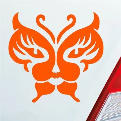 Produktbild von Auto Aufkleber Schmetterling Löwe Tribal 10x10 cm Orange Sticker Heckscheibenaufkleber