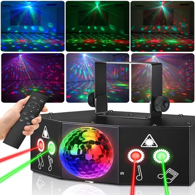 Obrázek produktu pro Stage light disco ball RGB,disco laser remote control DMX dynamic modes,party light sound activated memory function pub party performance