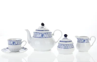 Image de Rose, service à thé, ruban bleu, porcelaine, 15 d., Thun 1794