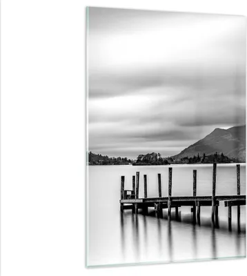 Produktbild von Bilder auf glas - Einteilig - Schwarzweiß Landschaft See - 80x120cm - Glasbilder - Wandbilder - Bilder - Wanddekoration aus Glas - Glas Bilder - Wandbild auf Glas - GPA80x120-4321