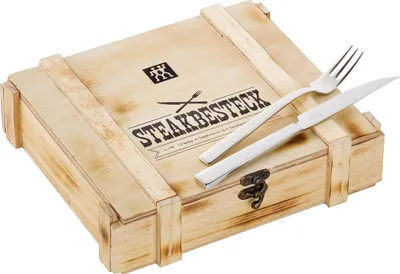 Productafbeelding van Steakbestekset voor 6 personen, inclusief houten opbergdoos