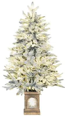 Obrázek produktu pro Umělý vánoční stromek s efektem sněhu, 100 LED diod | Barva: zelená + bílá | Rozměry: 70 x 70 x 120 cm