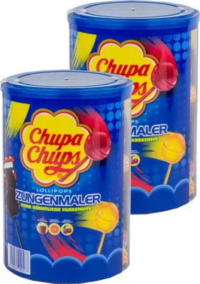 Produktbild von Chupa Chups Lollipops Zungenmaler 100 Stück - Cola, Orange, Kirsch (2er Pack)