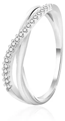 Productafbeelding van Modieuze zilveren ring met zirkonia's, model AGT-R44W - Circelmaat: 60 mm
