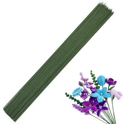 Blumendraht 100 Stück, 40 cm, dunkelgrün, 26#