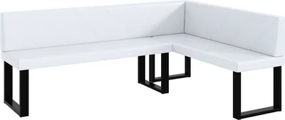 Produktbild von MEBLINI Eckbank für Esszimmer - Küchenbank - Essecke - Sitzecke Küche - ERIC - U-Beine 142x196x87cm Rechts - Weiß Kunstleder
