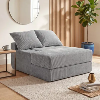 Produktbild von KOMFOTTEU 2 in 1 Schlafsofa, Klappsofa mit Bettfunktion & 2 Kissen, Schlafcouch mit abnehmbarem Bezug & rutschfester Unterseite, Kompressionssofa für Wohnzimmer, Schlafzimmer & Gästezimmer