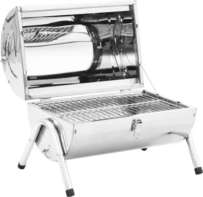 Produktbild von vidaXL Tragbarer Tisch-Holzkohlegrill Edelstahl Doppelrost