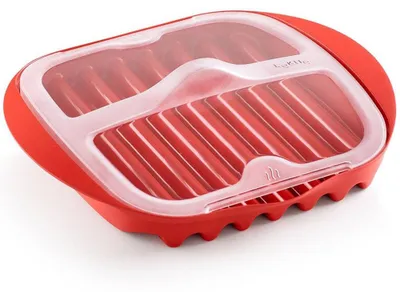 Imagen del producto de Lékué, cocina para tocino para microondas, color rojo, 28,2 x 6 x 24,9 cm
