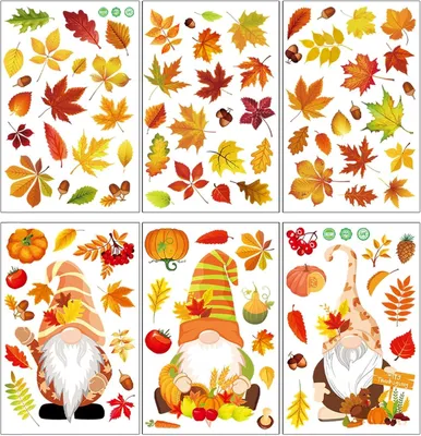 Produktbild von Selbstklebende Fensterbilder für den Herbst, 6 Stück, Deko für Thanksgiving und Halloween