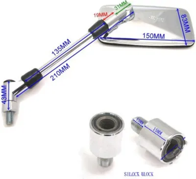 Immagine prodotto di Specchietto manubrio JMP reversibile omologato cromato BA19-S0023M-RS per Suzuki