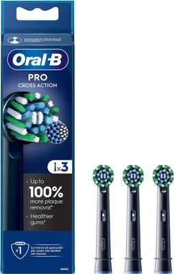 Obrázok produktu pre Hlavice zubnej kefky Cross Action, čierne, 3 kusy