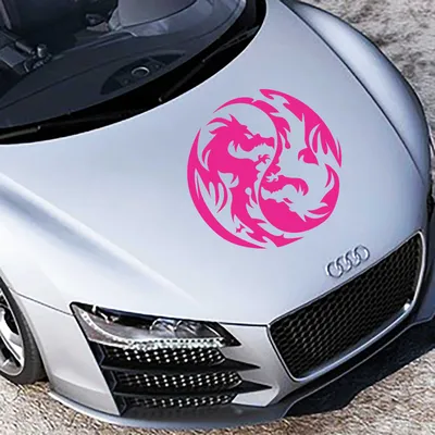 Produktbild von Aufkleber - Autoaufkleber "Yin Yang Drache" 40cm x 40cm pink - Tuning Carystyling Heckscheibe Auto