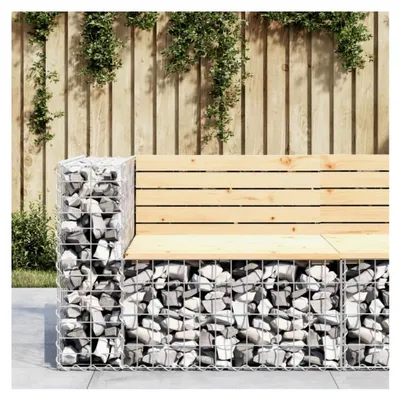 Produktbild von Sitzgelegenheit für den Außenbereich - Gartenbank im Gabion Design 92x71x65,5 cm aus massivem Kiefernholz