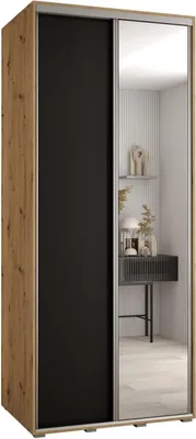Produktbild von MEBLE KRYSPOL Cannes 3 Schrank mit 2 Schiebetüren - 205,2x110x60 cm - Artisan Schwarz Silber