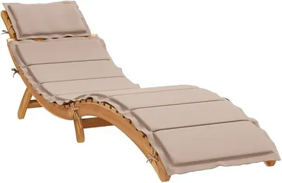 Imagen del producto de Tumbona plegable con cojín, de madera de acacia, para jardín, 184x55 cm