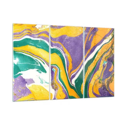 Produktbild von Bilder auf glas - Abstraktion modern - 165x110cm - Glasbilder - Wandbilder - Kunstdruck - zum Aufhängen bereit - Wanddekoration aus Glas - Glas Bilder - Wandbild auf Glas - 3 Teile - GCE165x110-3961