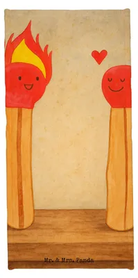 Produktbild von Mr. & Mrs. Panda Strandtuch Streichhölzer Design - Weiß - Geschenk, Freundin, Badehandtuch, sporthandtuch, Duschhandtuch, Badhandtuch, Liebesbeweis, Handtuch