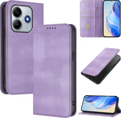 Obrázek produktu pro Pouzdro pro Xiaomi Redmi Note 14 5G, vintage kožené pouzdro s RFID ochranou, přihrádkami na karty, stojánkem Fialový