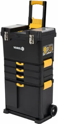 VOREL Werkzeugwagen 3 Segmente aus robustem Kunststoff 45x28x82/104 cm