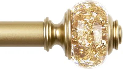 Immagine prodotto di Asta per tende, aste per tende da finestra, lunghezza da 120 a 213 cm, asta per tende dorata diametro 7/8 di pollice, aste telescopiche per tende con elementi decorativi trasparenti