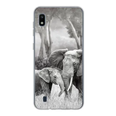 Produktbild von MuchoWow® Handyhülle Schutzhülle Hülle für Samsung Galaxy A10 Elefant - Tiere - Natur - Schwarz und weiß Silikon Softcase Handy Hülle - Schutzhülle
