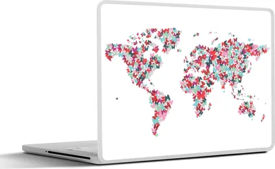 Produktbild von MuchoWow® Laptop Aufkleber Sticker Cover Weltkarte - Farben - Schmetterlinge - Kinder - Jungen - Mädchen 40x30 cm - Laptop Dekoration - Selbstklebend