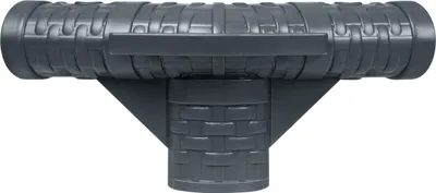 A gray T-connector for a swimming pool, shown against a white background.