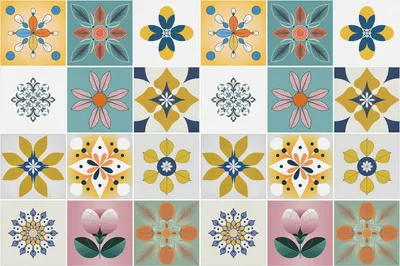 Produktbild von Fliesenaufkleber 15x15 cm – 24 Stück – Selbstklebend – Wasserfest – Pflegeleicht – Hitzebeständig – Für Küche & Bad – Blumenmotive im Arrangement