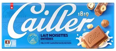Produktbild von Cailler Milk Hazelnuts, Milchschokolade, 100 g, 395 kJ, 95 kcal, 6,8 g, 6,7 g