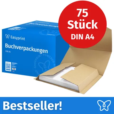 Produktbild von : Easyprint Buchverpackung, DIN A4, Versandverpackung, unbedruckt, 75 Stück