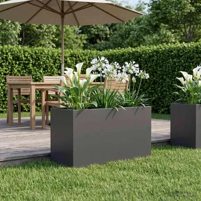 Image de Maison Exclusive - Jardinière noire, 100 x 50 x 50 cm, en acier laminé à froid
